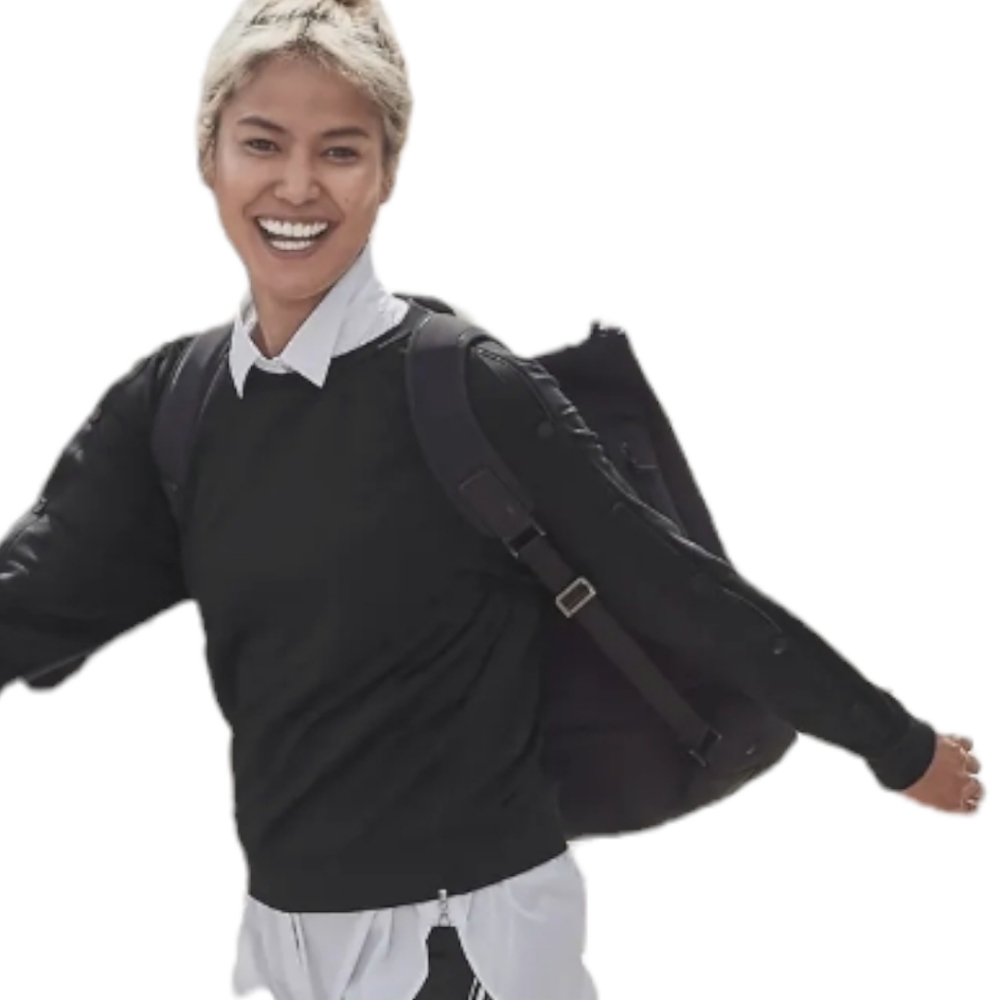 Athleta Snappy crew neck button sleeves sweatshirt